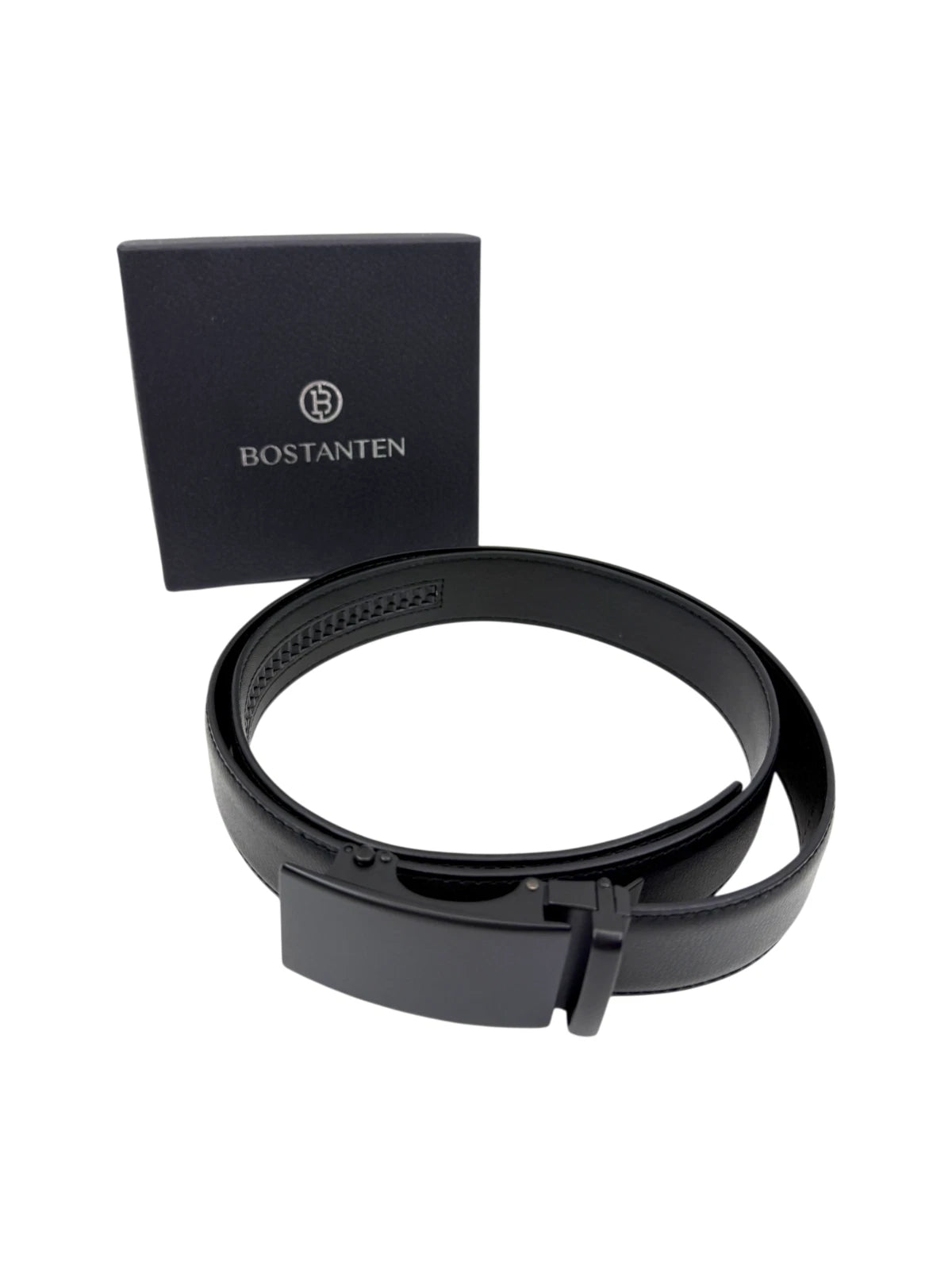 BOSTANTEN Herren Ledergürtel mit Automatikschließe – Schwarz – 115 cm ( W32-38 )