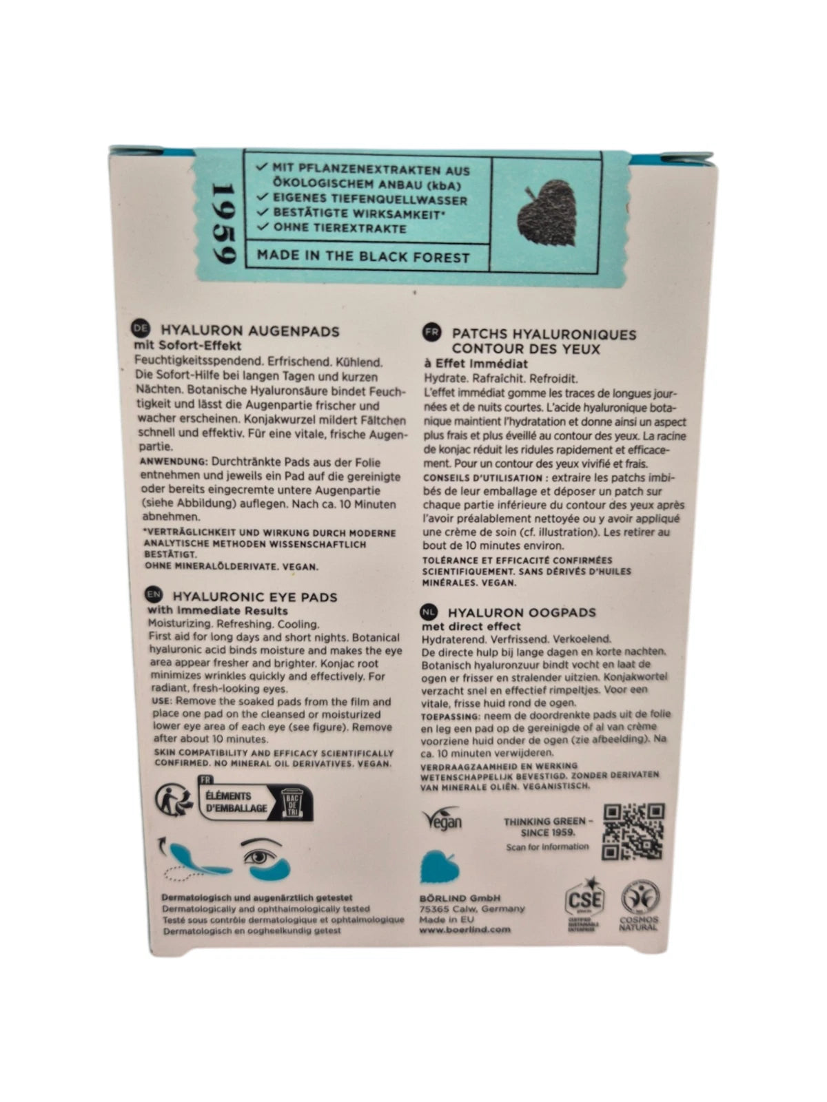 Annemarie Börlind Hyaluron Augenpads – Sofort Effekt – 6x2 Stück