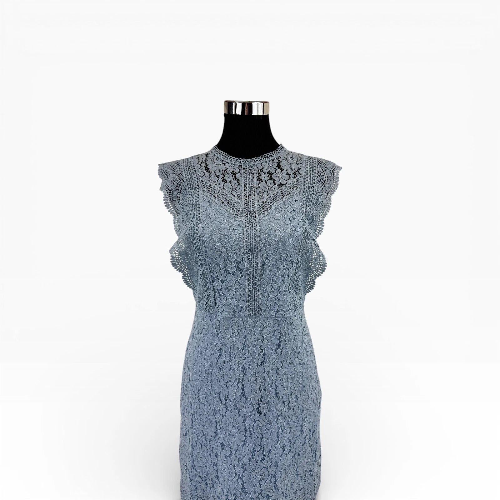 ONLY Kleid ONLNEW KARO Hellblau Gr. XS Spitze kurzes Sommerkleid Ärmellos