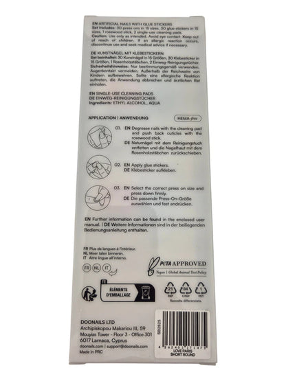 DOONAILS Press On Nails – Love Paris – 30 Stück Dunkelrot Soft Gel Nägel