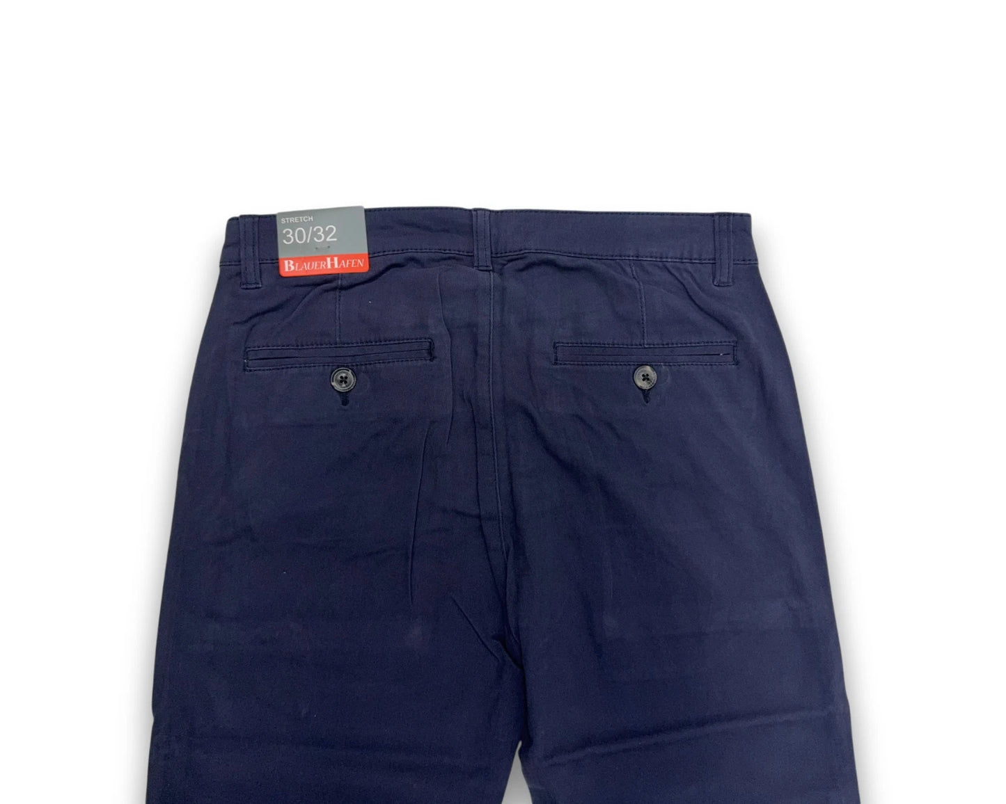 Blauer Hafen Herren Hose Stretch Chino W30 / L32 Dunkelblau Baumwolle Hose