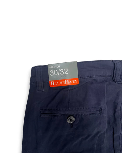 Blauer Hafen Herren Hose Stretch Chino W30 / L32 Dunkelblau Baumwolle Hose