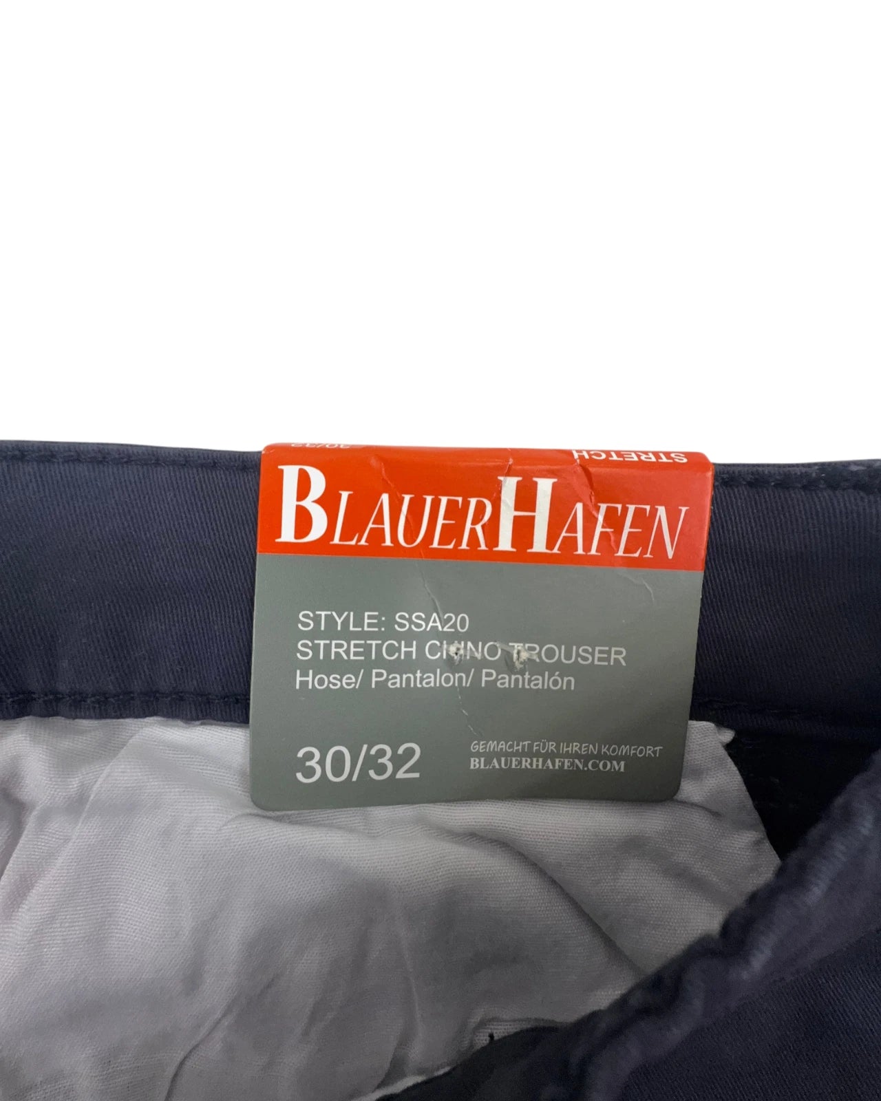 Blauer Hafen Herren Hose Stretch Chino W30 / L32 Dunkelblau Baumwolle Hose