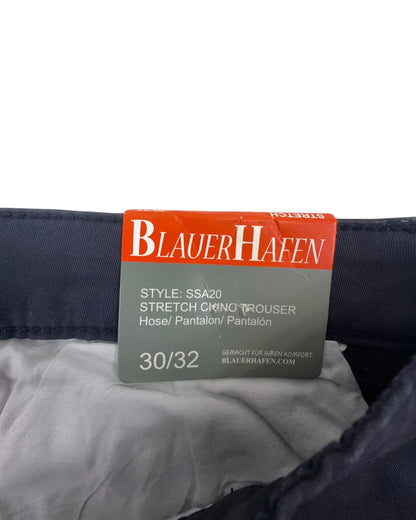 Blauer Hafen Herren Hose Stretch Chino W30 / L32 Dunkelblau Baumwolle Hose