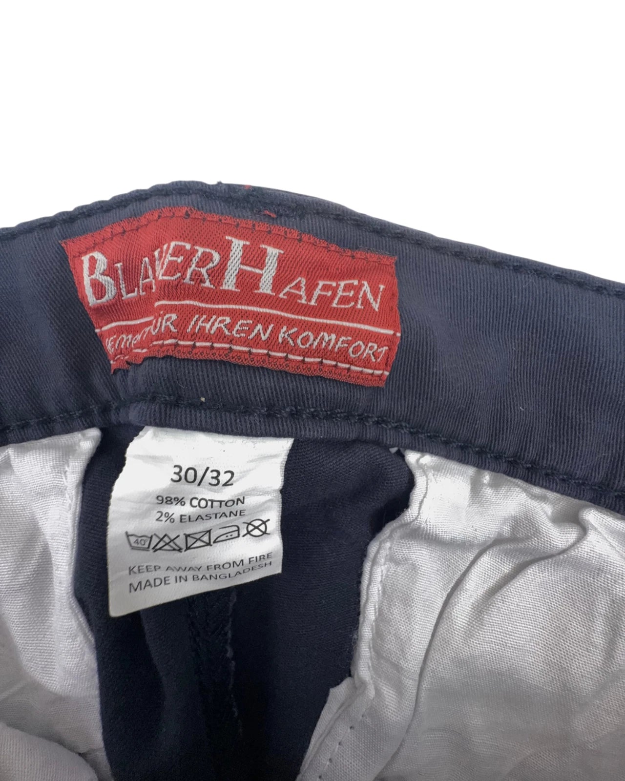 Blauer Hafen Herren Hose Stretch Chino W30 / L32 Dunkelblau Baumwolle Hose