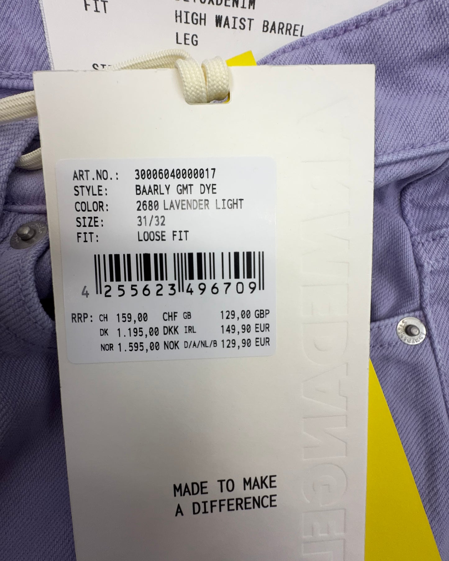 ARMEDANGELS Damen Barrel Leg High Waist Jeans – Lavender Light – Größe W31/L32